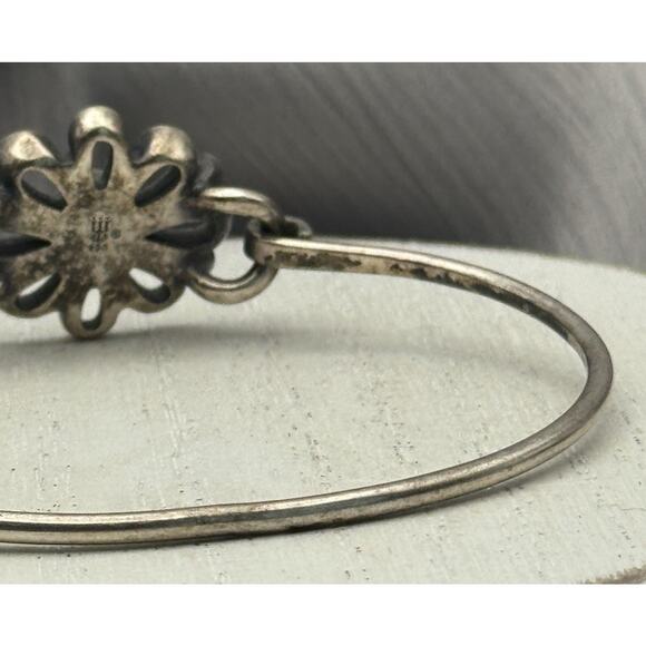 Retired James Avery 925 Flower W/ Turquoise Bangle Bracelet 12.89G / 6 In - Picture 6 of 9